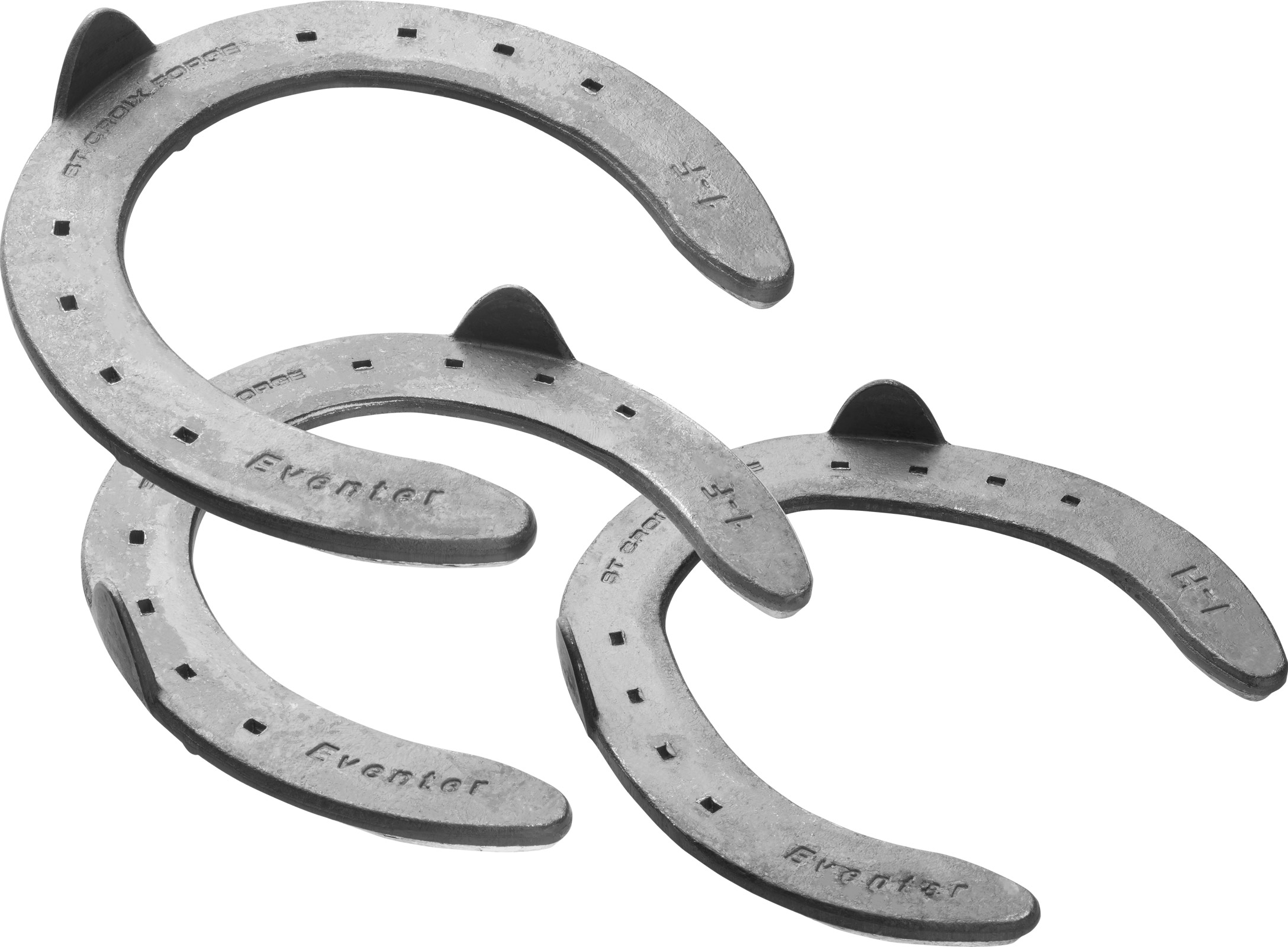 St. Croix Forge Eventer Steel horseshoes, hoof side view
